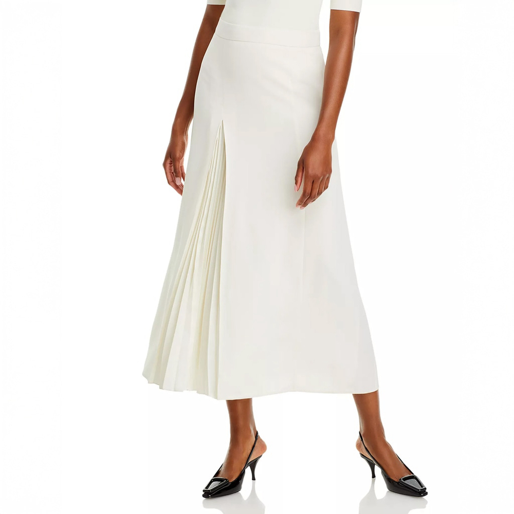 NWT Boss Vateza Pleated Midi Skirt White Cream - Size US 12 (EU 42)